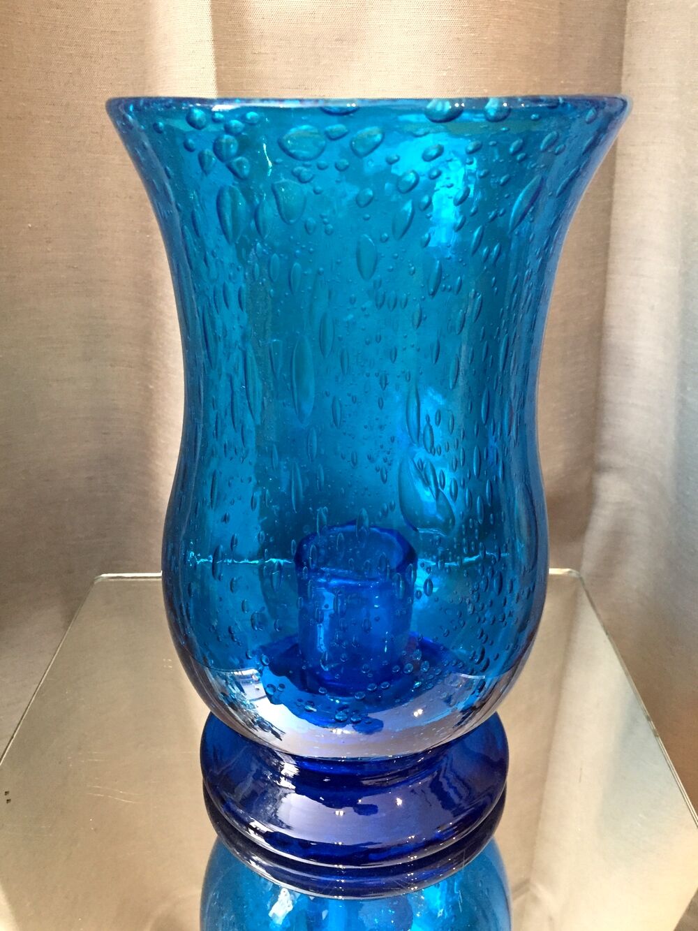 Porte-bougie En Verre Mosaïque Bleu Violet Support De Bougie Parfumée