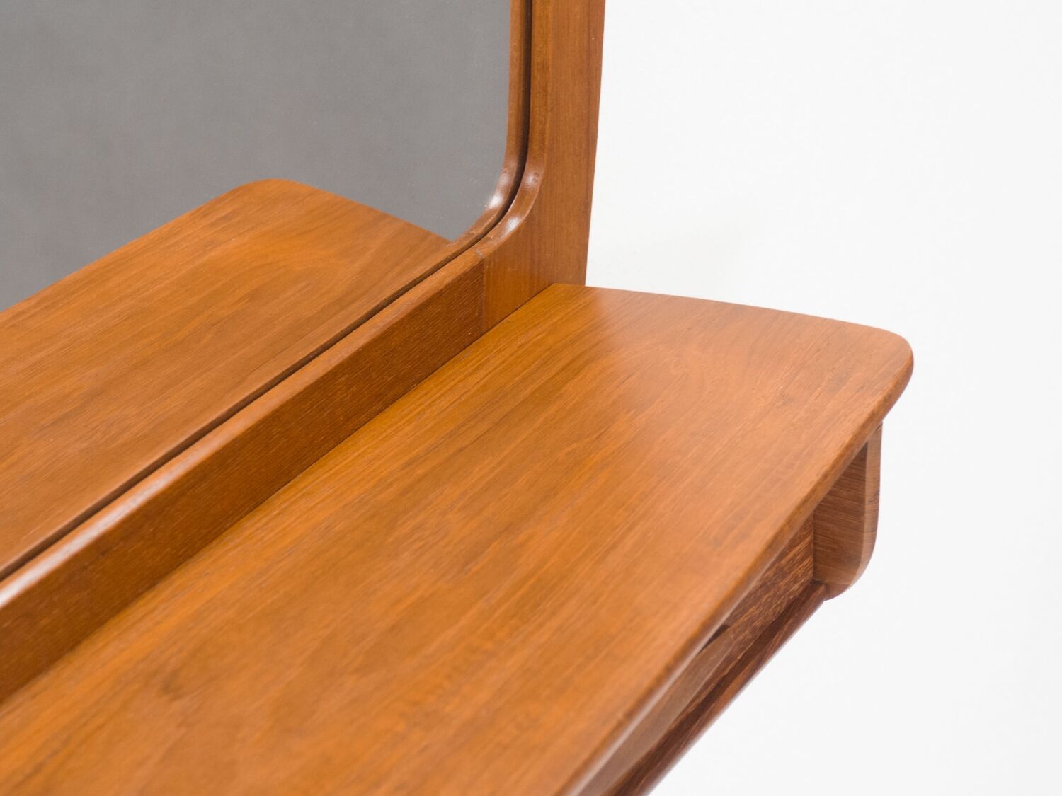 Vintage teak framed mirror with drawer section 64x57cm