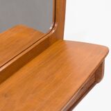 Vintage teak framed mirror with drawer section 64x57cm