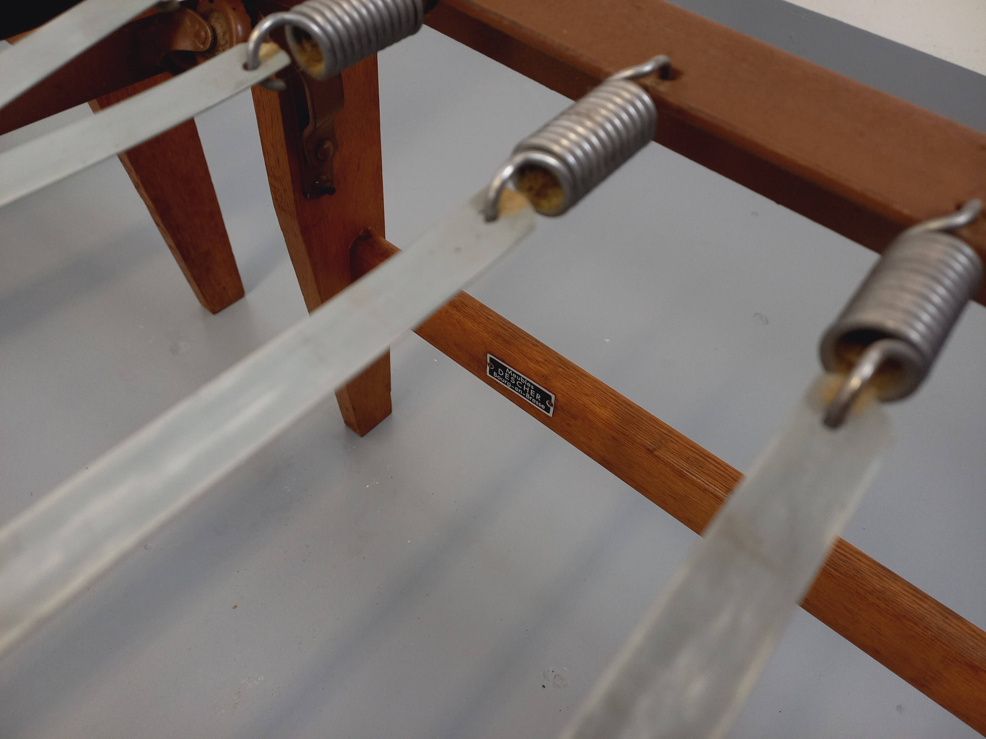 Pair of vintage stackable daybeds in oak wood and metal from the 60s