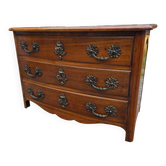 Commode galbée style Louis XV en noyer massif 