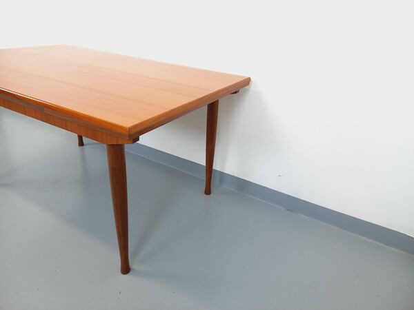 Table à manger style scandinave vintage des années 50 60 en teck avec rallonges