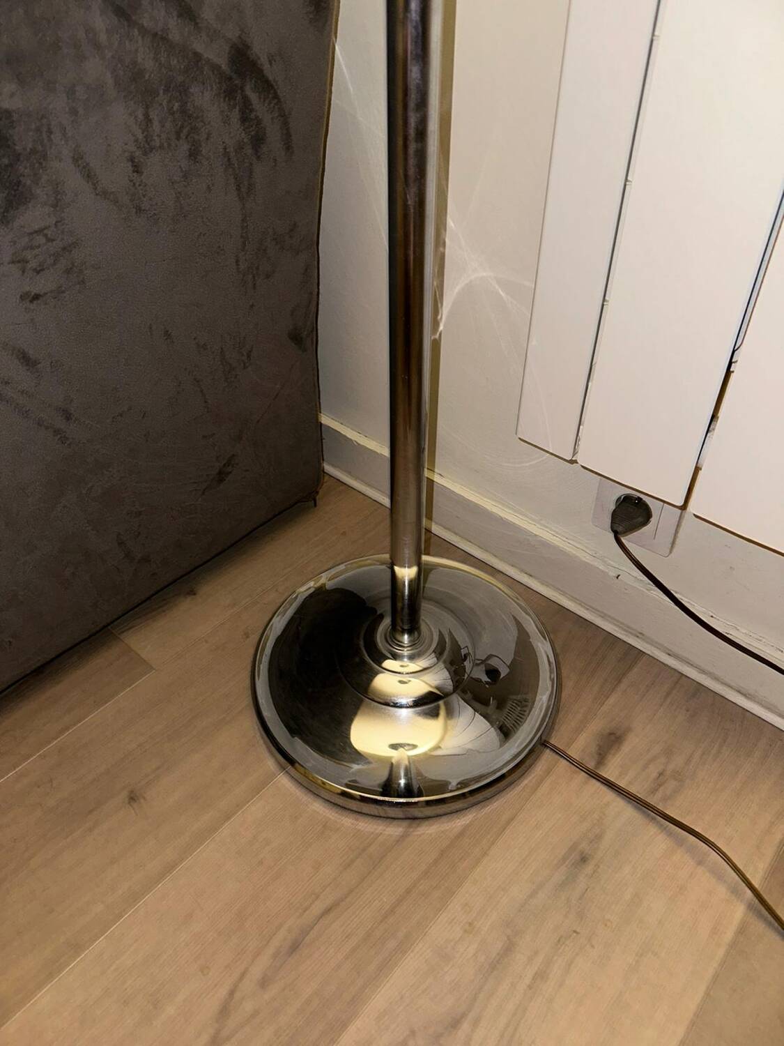 Vintage art deco floor lamp, chrome metal, France 1930