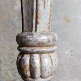 Foot of lamp turned wood carved patina old nineteenth