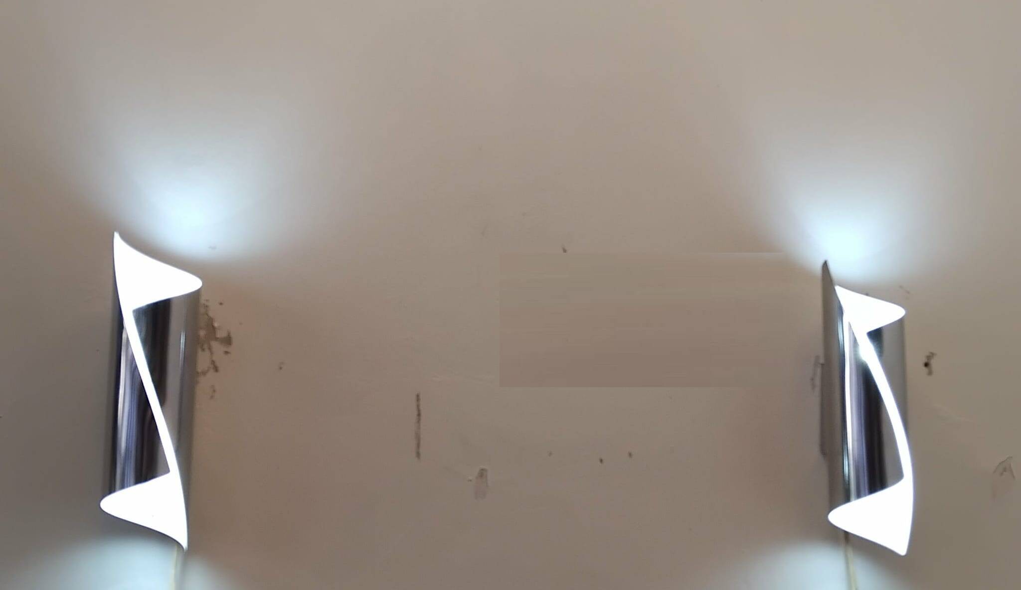 Pair of 70s/80s bidirectional chrome wall lights