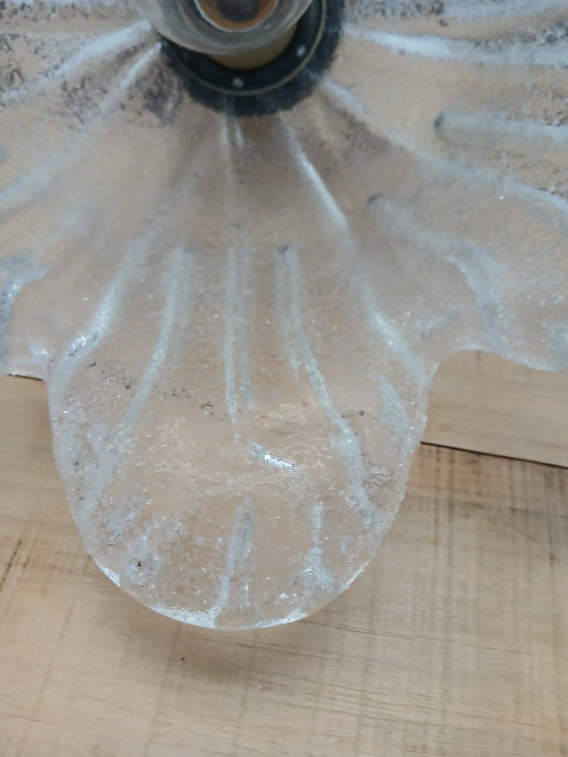 Vintage frosted blown glass pendant light