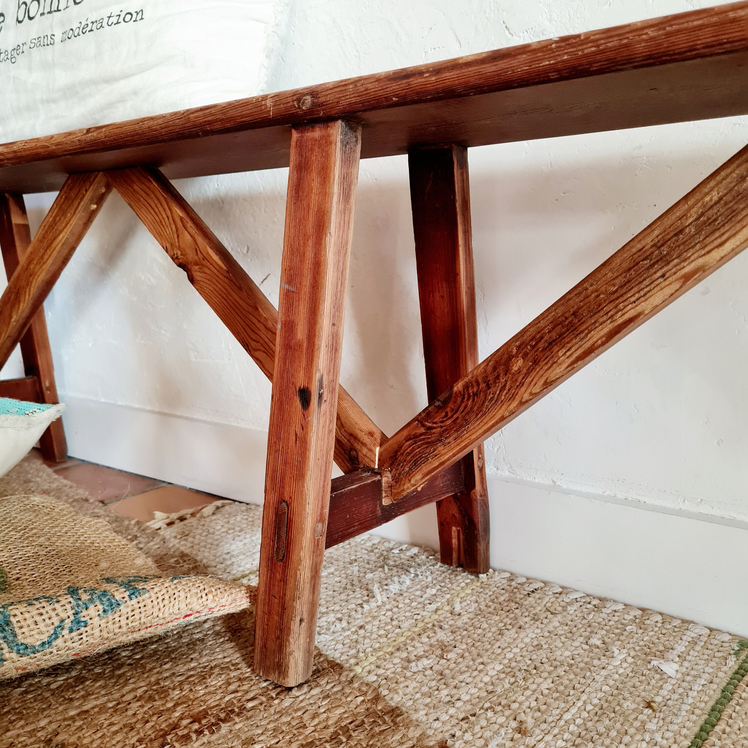 Old wooden farmhouse bench