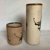 Pair of Mexican Tonala owl scroll vases