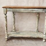 Console and white patinated mirror