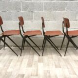 Set of 4 vintage chairs and design feet compass Marko by Kooistra