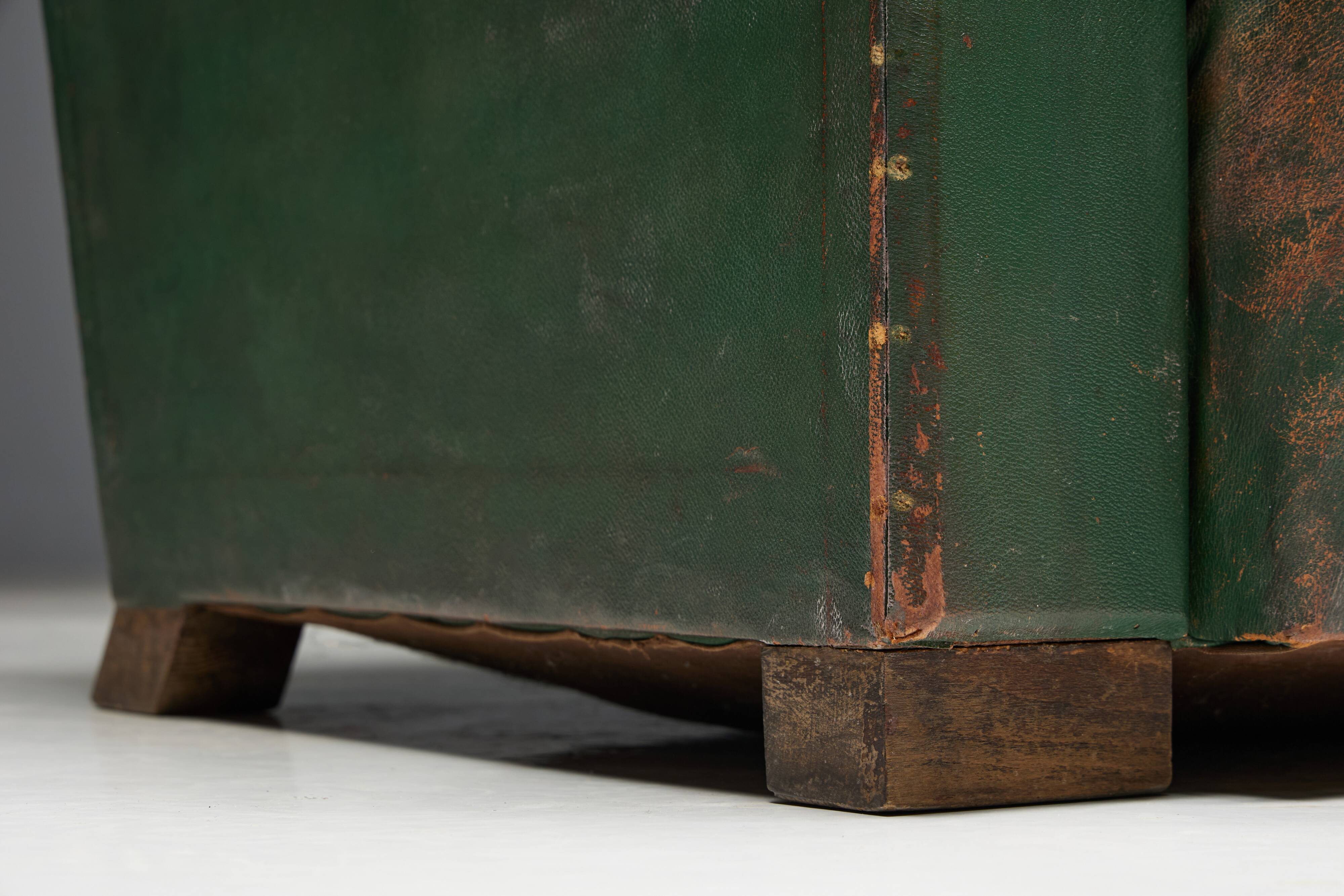 Art Deco Leather Club Chairs, France, 1930s