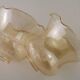 Set of 2 Vintage Glass Bell Shades in Smoked Amber Glass with Scroll Motif 5597