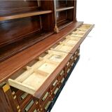 Grand cabinet d’apothicaire en acajou ancien, armoire de pharmacie Art Déco, bibliothèque