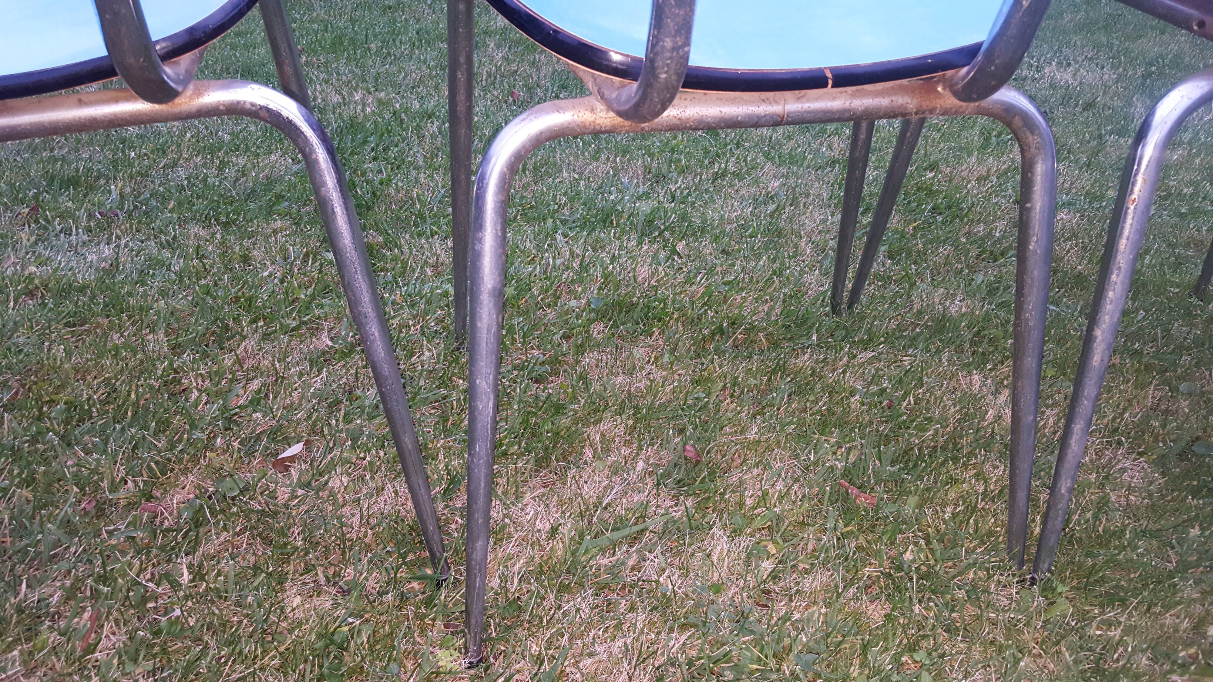 4 chaises vintages en formica bleues