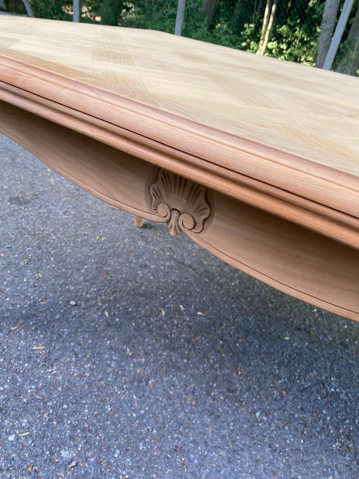 Table à manger Louis XV extensible rénovée en bois brut