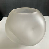 Vintage round irregular frosted glass vase
