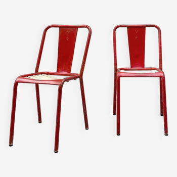 Pair of tolix t4 chairs, circa 1950.