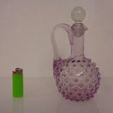 Italian pink bubble glass decanter with stopper, 1960s