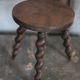 Vintage stool, wooden stool, tripod stool with turned legs, plant stand.