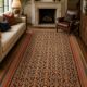 Rare Antique Rust Kilim Rug Floral Geometric Wool Carpet