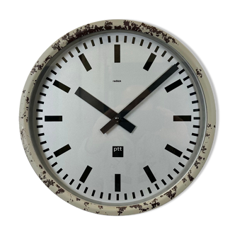 Grey Industrial Station Wall Clock from Nedklok, 1960