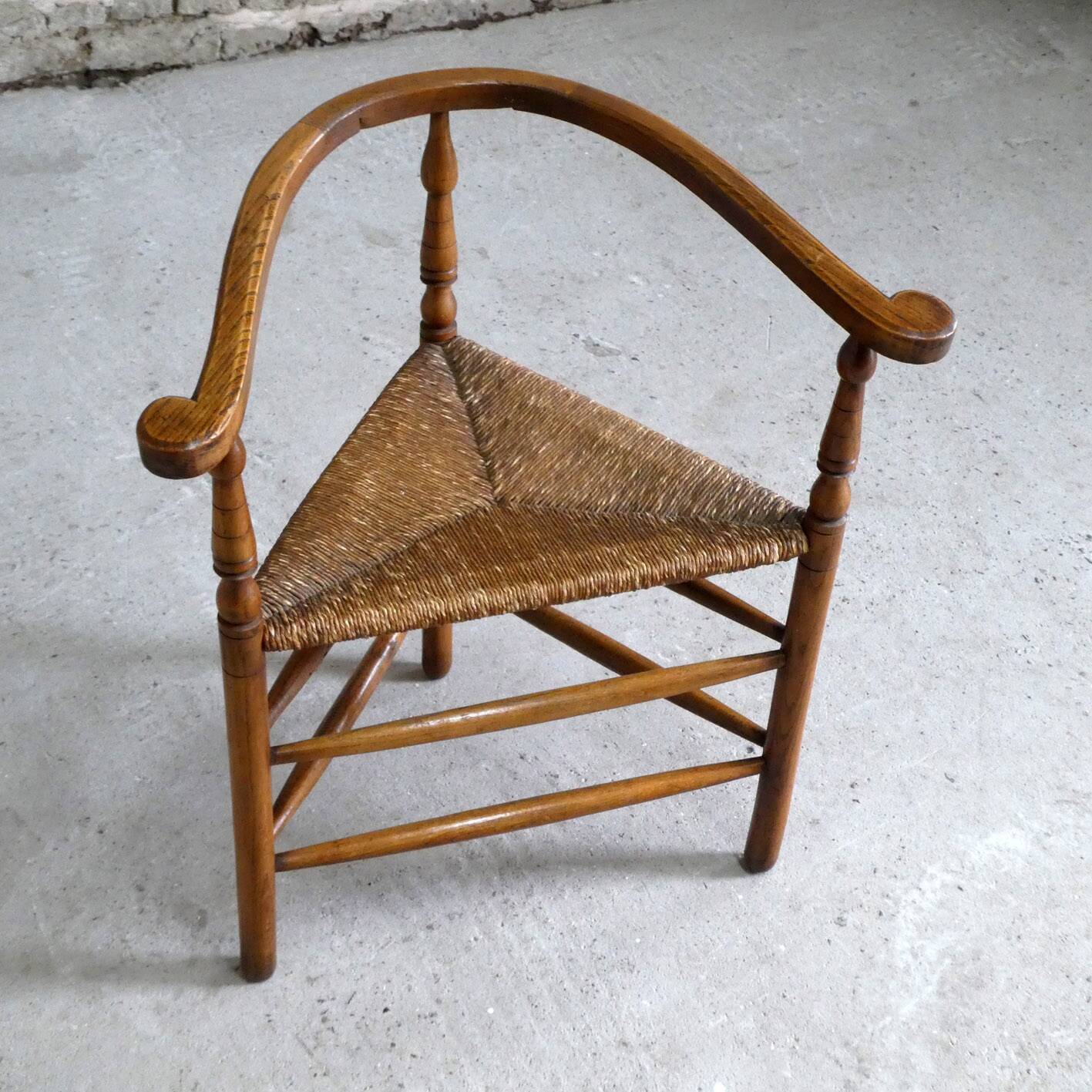 Oak & straw armchair, 1950