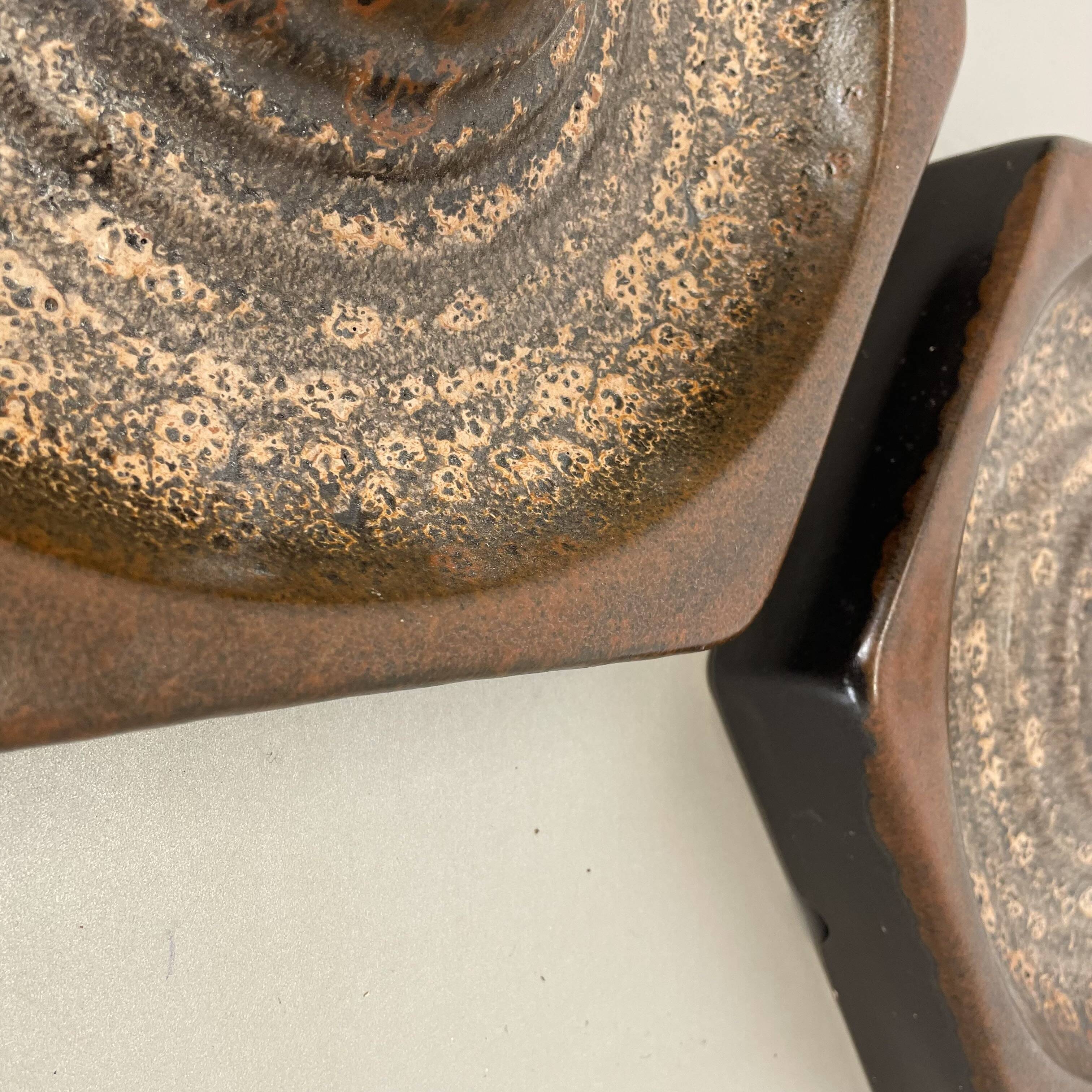 Set of Three brown Ceramic SPUTNIK Wall Lights by Pan Ceramics Germany 197