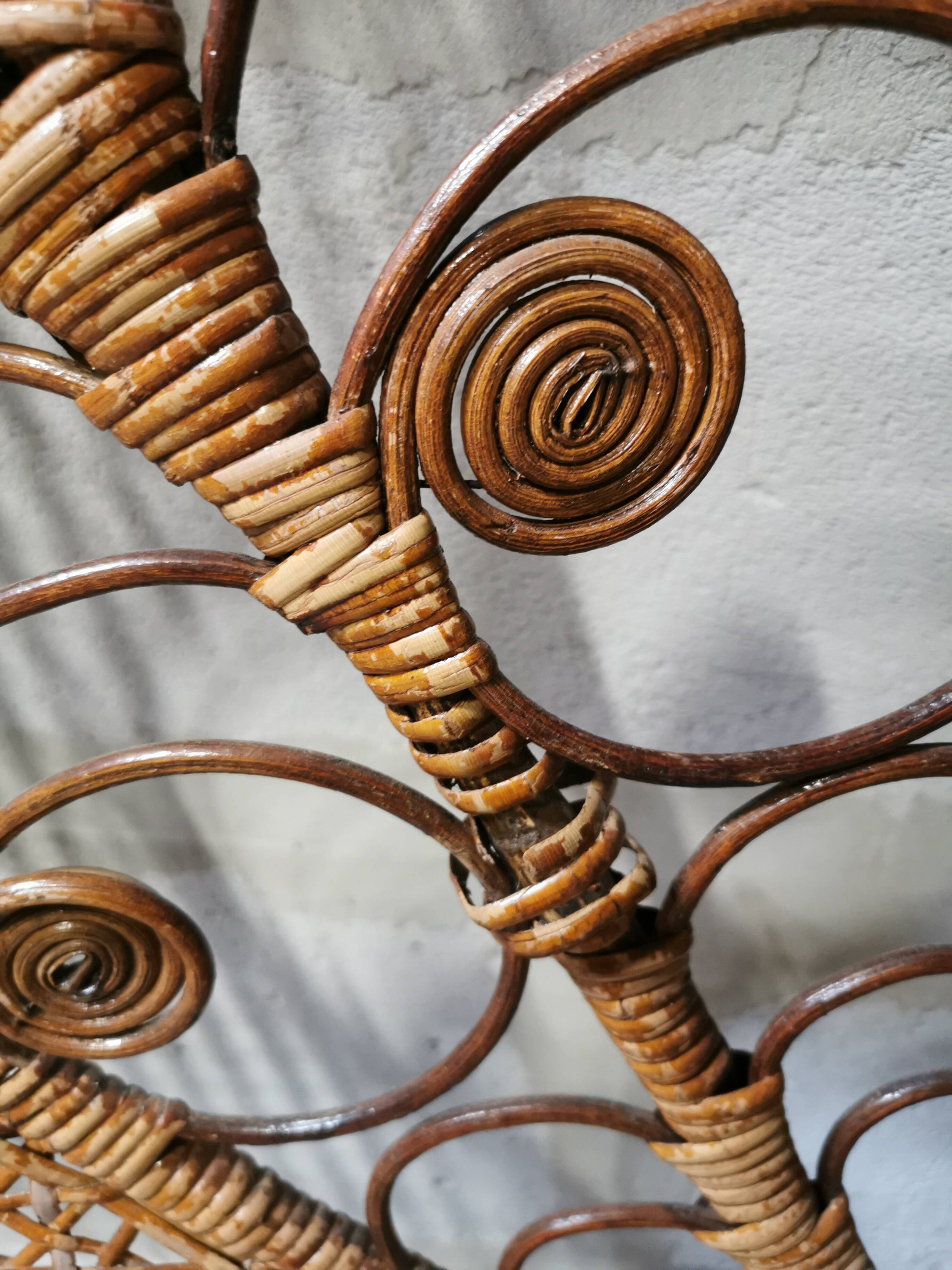 Emmanuelle peacock rattan and cane headboard 1960