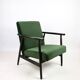 Vintage green olive easy chair, 1970s - dark wood