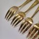 Gold metal fish cutlery, knives and forks 24 pieces