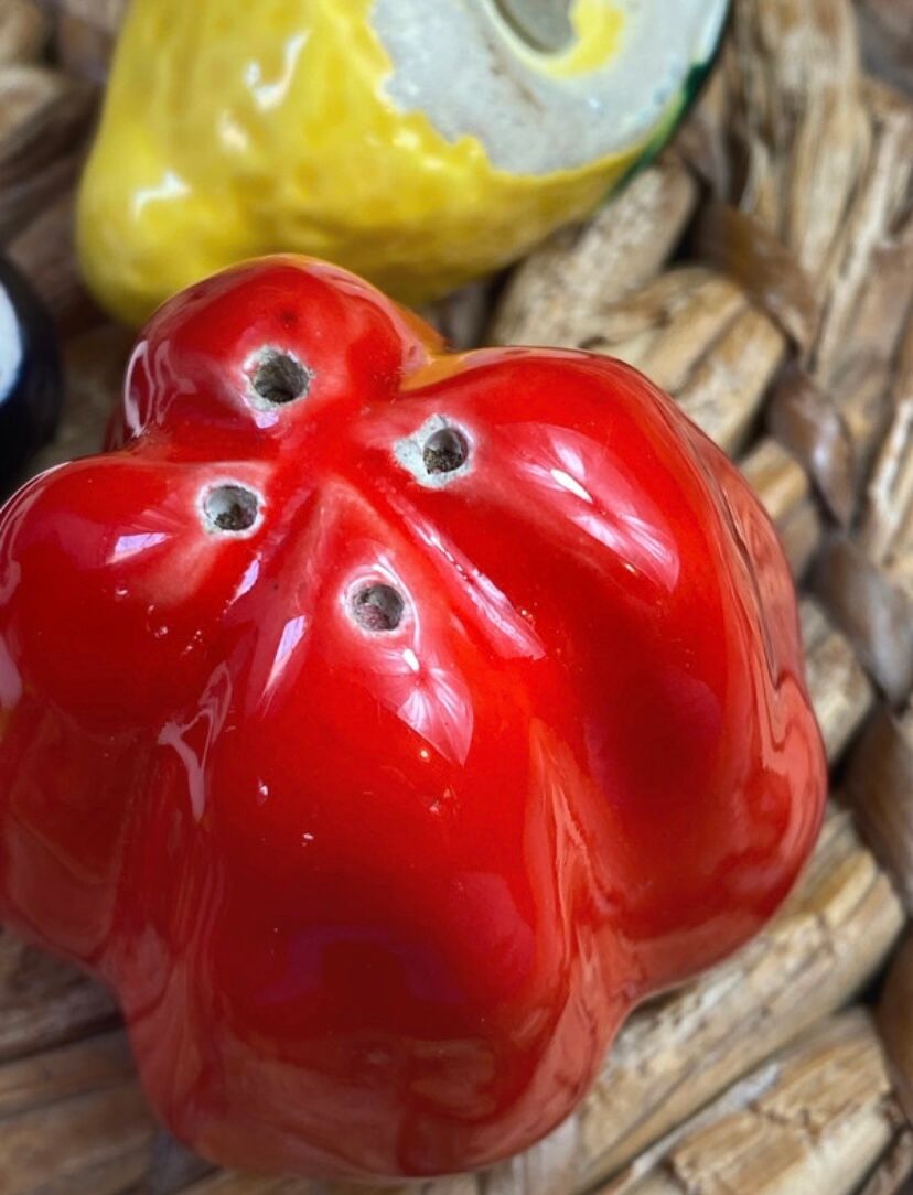Salt and pepper shakers vegetable ceramic Vallauris