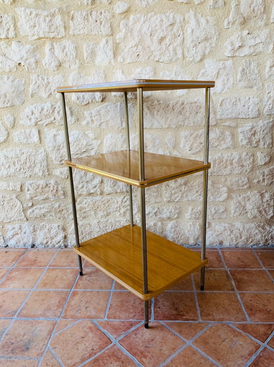 Side table with 3 vintage shelves 70s