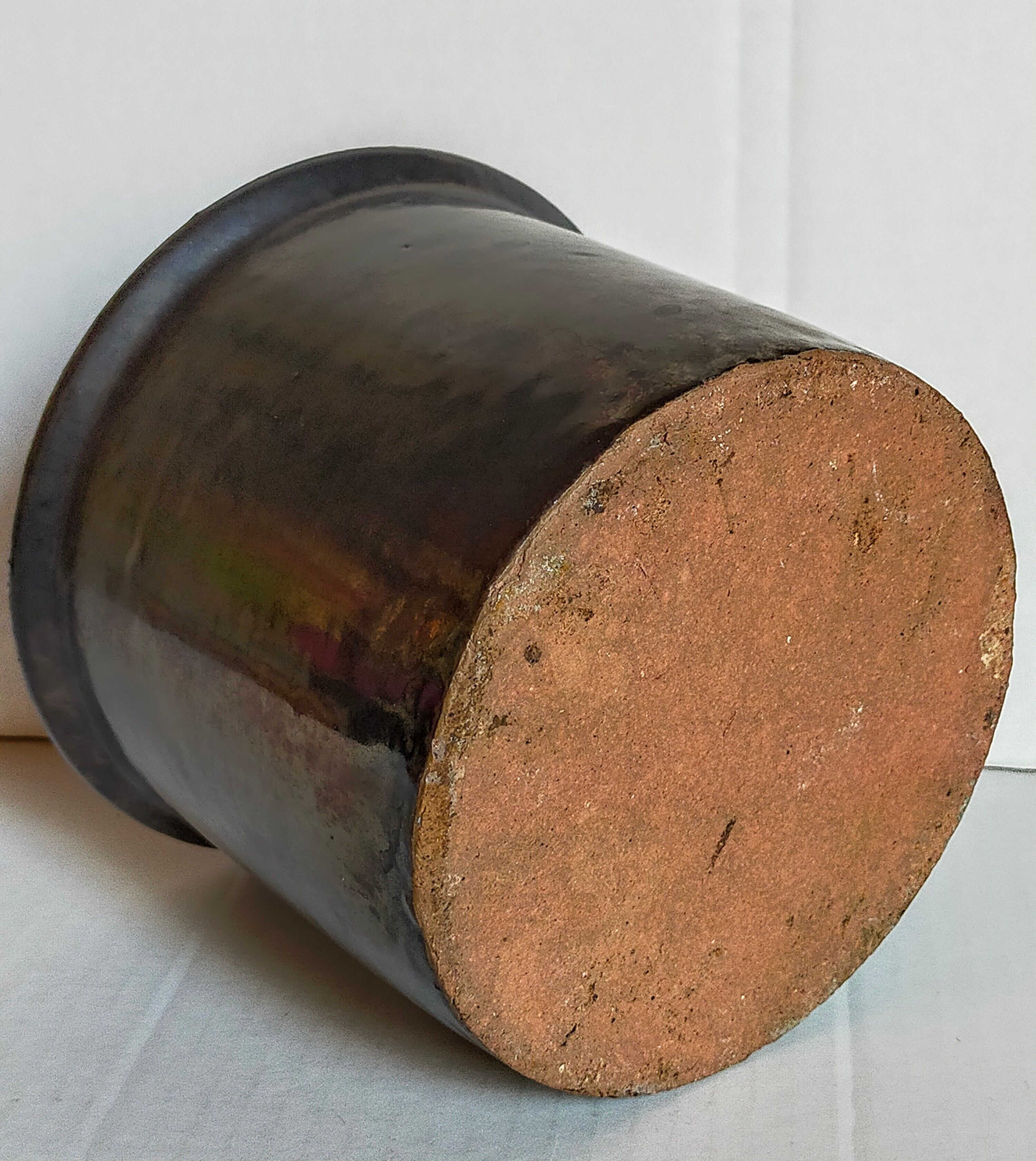 Vintage black glazed earthenware pot