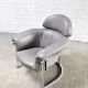 Fauteuil en cuir avec cadre tubulaire chromé, années 1980