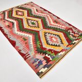 Tapis Kilim tribal tissé à la main 5x7, 155x232Cm