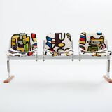 Giancarlo Piretti for Castelli fabric bench Pierre Frey 1970