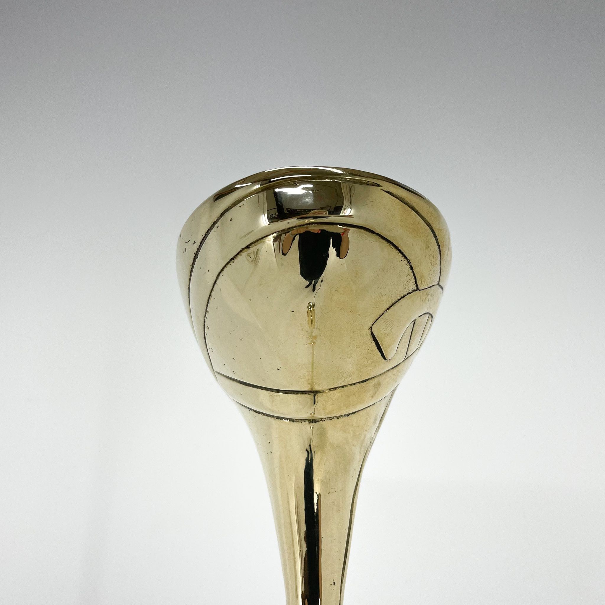 Italian tall all brass torchiere floor lamp, marked