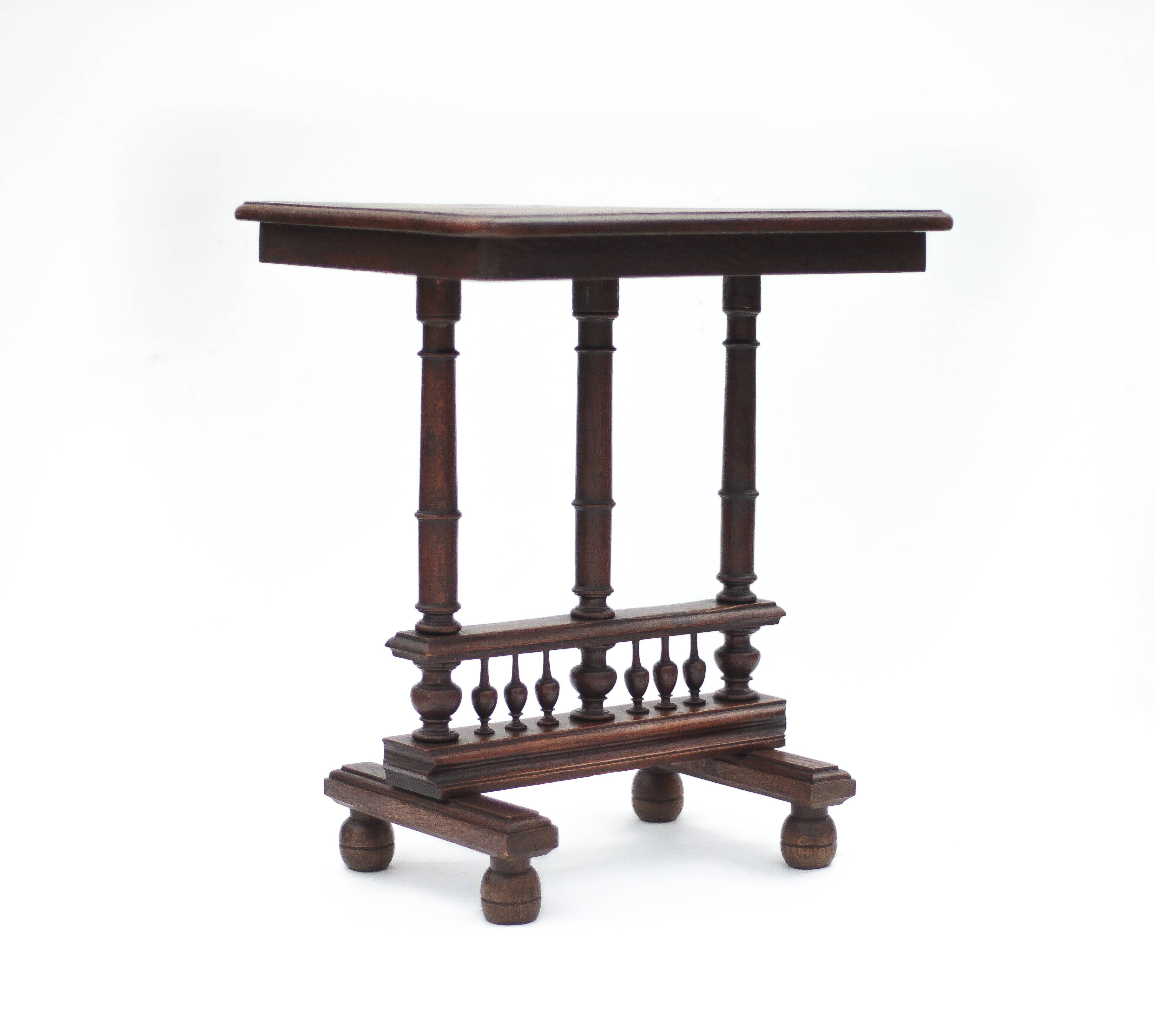 Renaissance-style wooden table or console, antique furniture, side table.