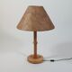 Vintage pine wood floor or table lamp with real leaves shade