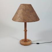 Vintage pine table or floor lamp with a shade made of real leaves.