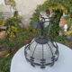 Industrial glass and wrought iron lamp