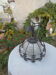 Industrial glass and wrought iron lamp