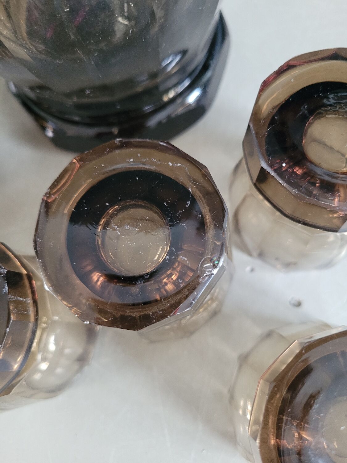 Smoked glass liqueur set