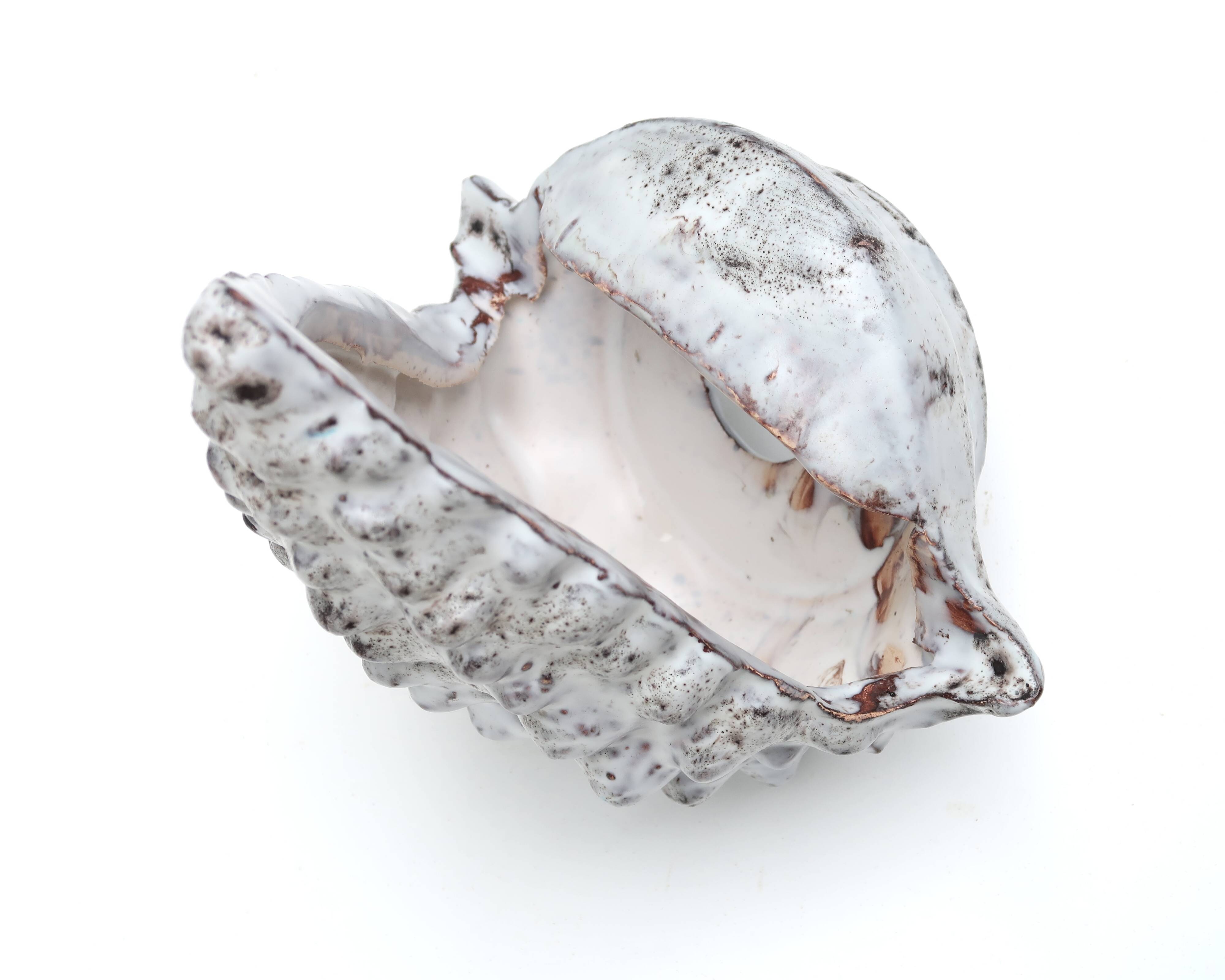 Grey ceramic shell wall lamp, Vallauris, 1960s