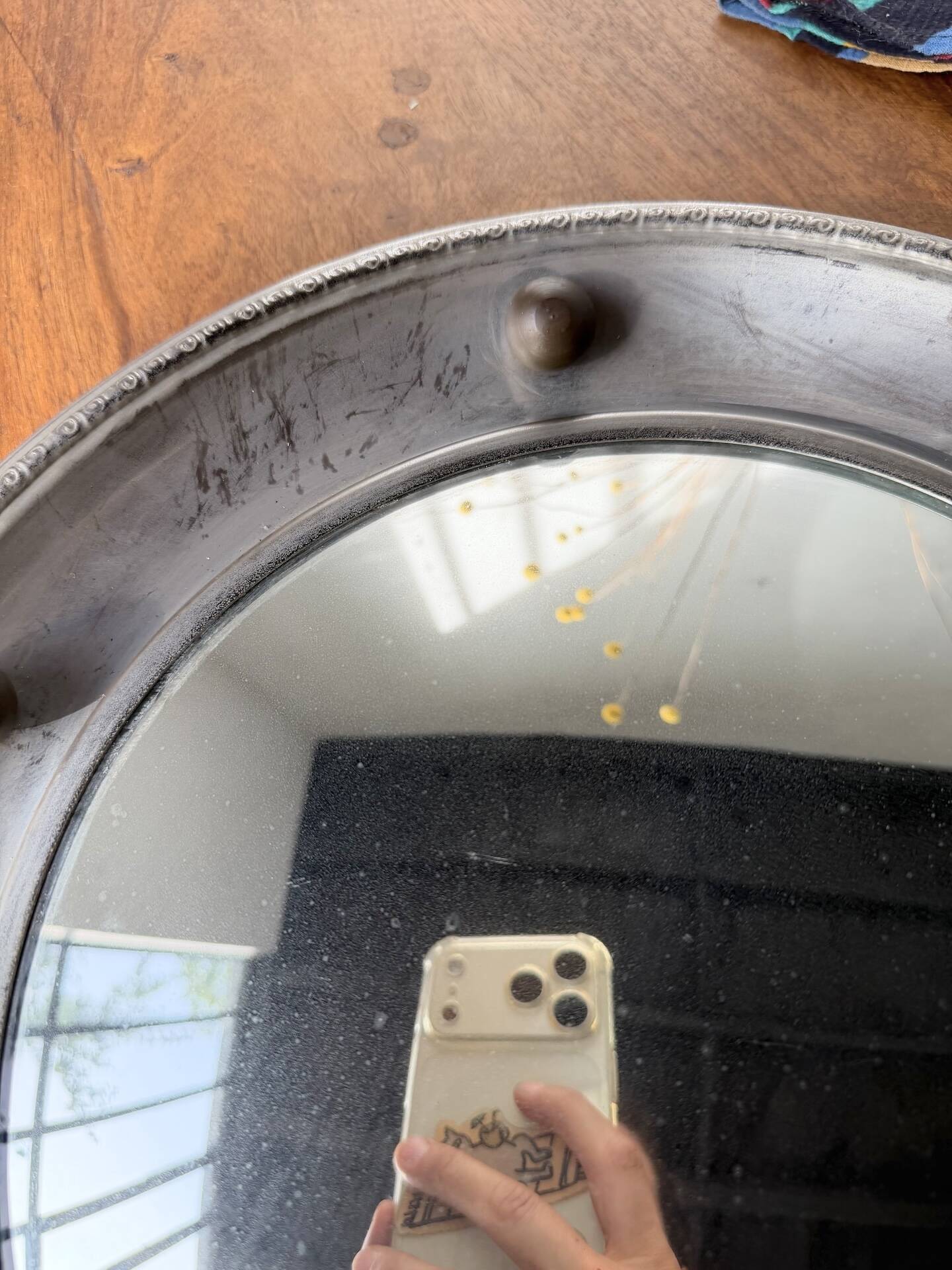 Round convex metal mirror in English style 1900