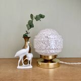 Vintage globe table lamp in white Clichy glass