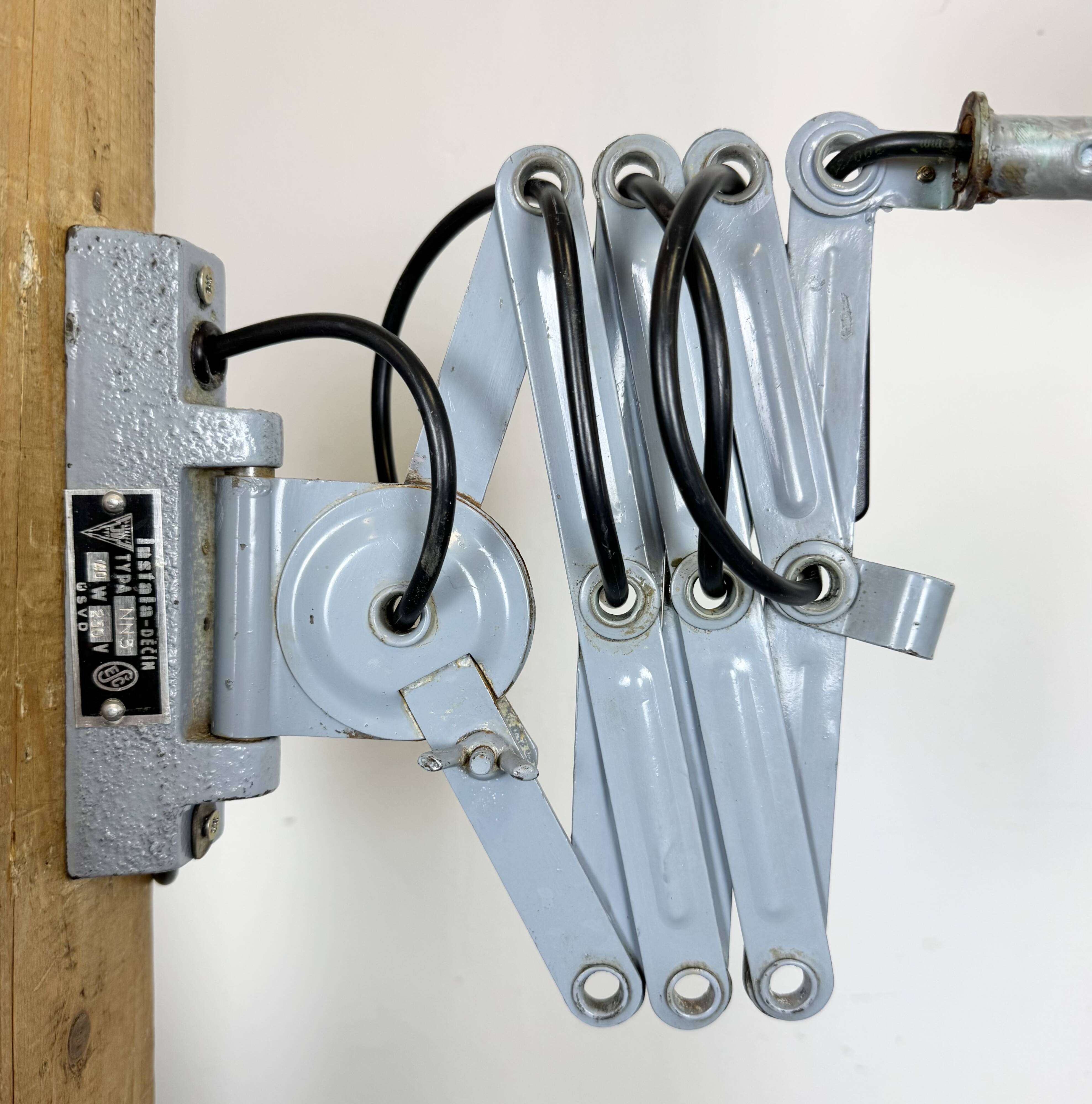 Grey Industrial Scissor Wall Lamp from Elektroinstala, 1960s