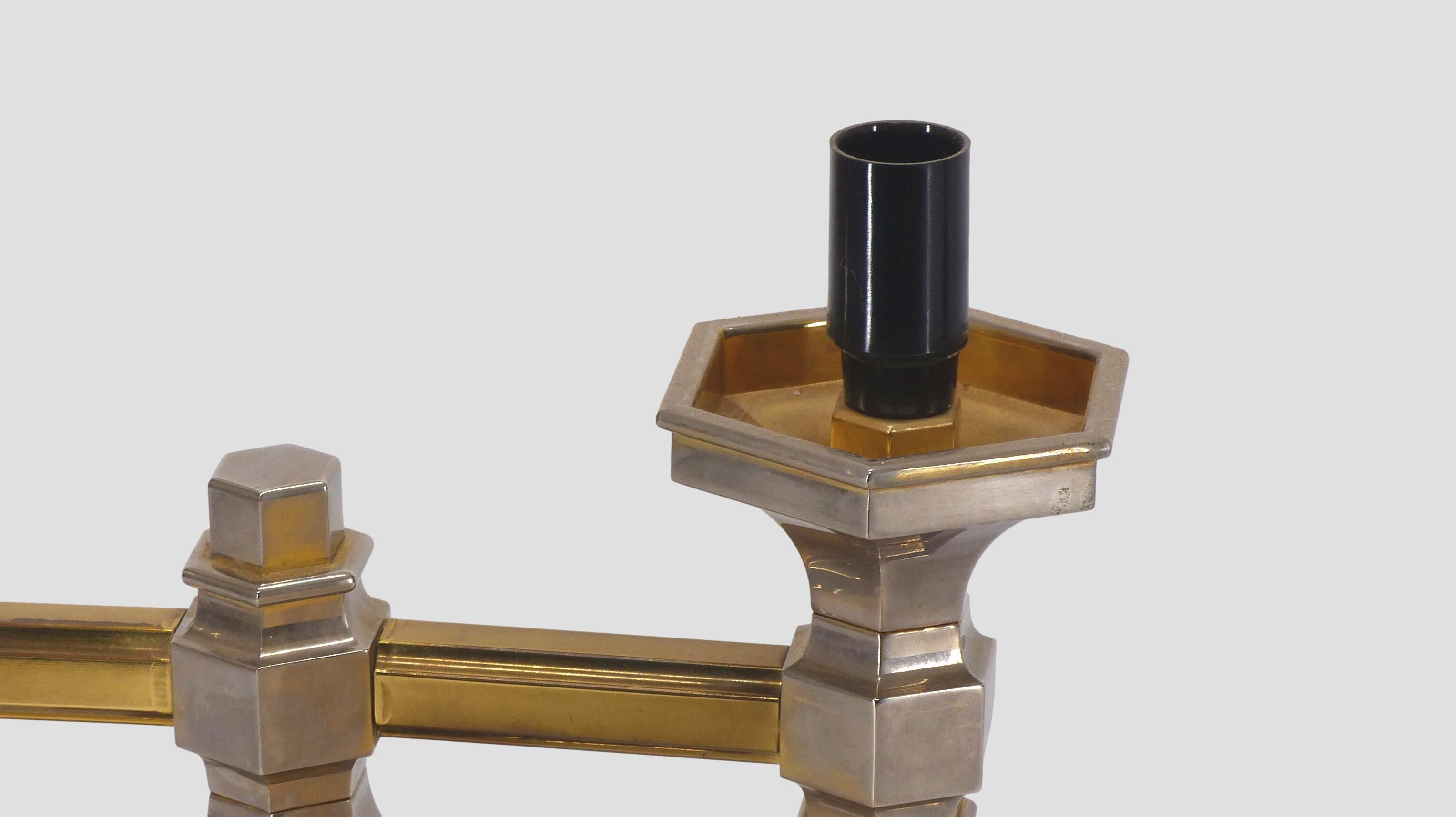 Pair of candelabra lamps in chromed metal Nagel 1970