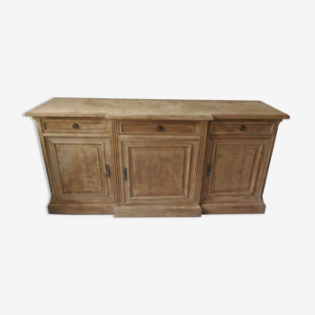 Buffet 3 portes de belle facture style Louis XVI en bois brut