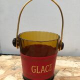Old Service Whisky Carafe + Bucket Ice Cubes + 6 Glasses Vintage Smoked Glass